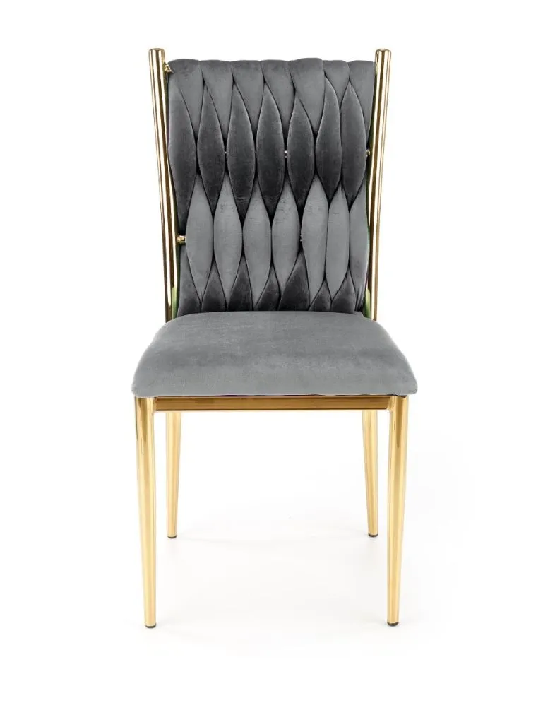 Krzesło K436 VELVET szare/złote tapicerowane do jadalni | MIRAT. styl GLAMOUR