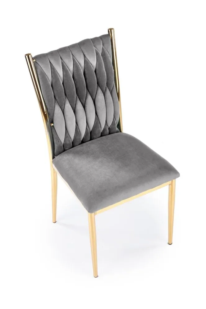 Krzesło K436 VELVET szare/złote tapicerowane do jadalni | MIRAT. styl GLAMOUR