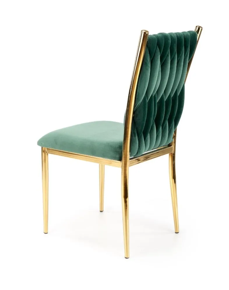 Krzesło K436 VELVET ciemnozielone/złote tapicerowane aksamitem | MIRAT. styl GLAMOUR