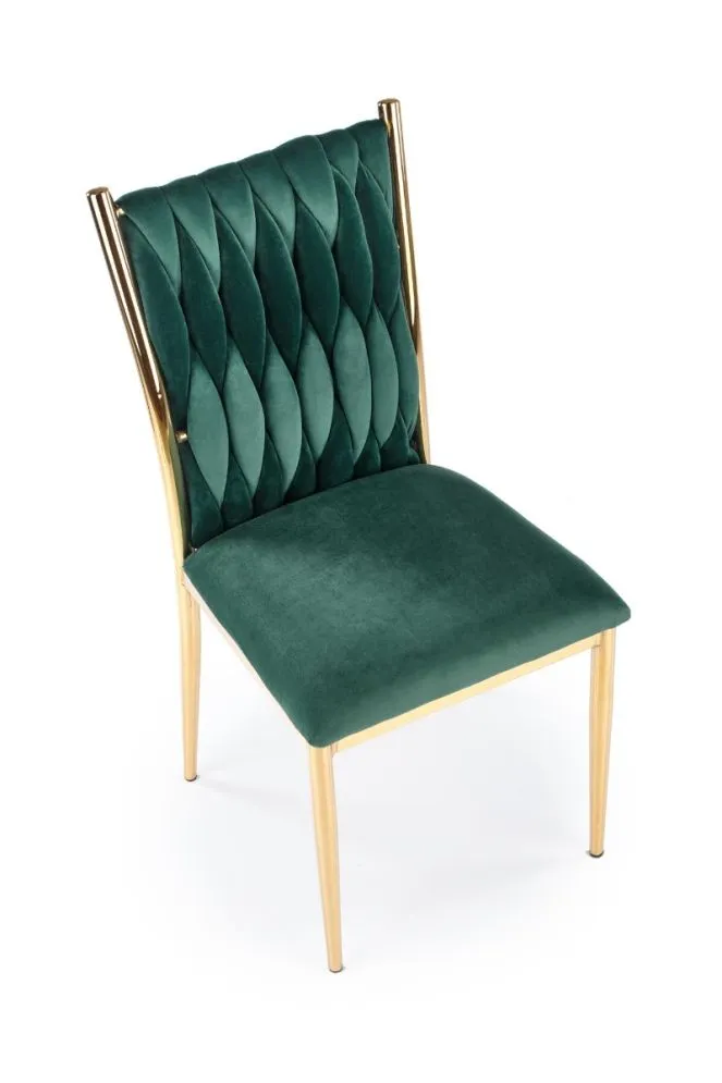 Krzesło K436 VELVET ciemnozielone/złote tapicerowane aksamitem | MIRAT. styl GLAMOUR