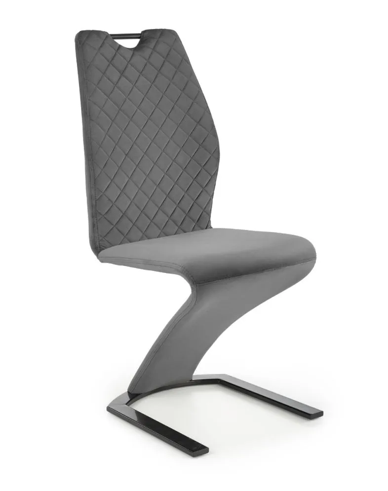 Krzesło K442 VELVET szare na jednej nodze w stylu loft | MIRAT.