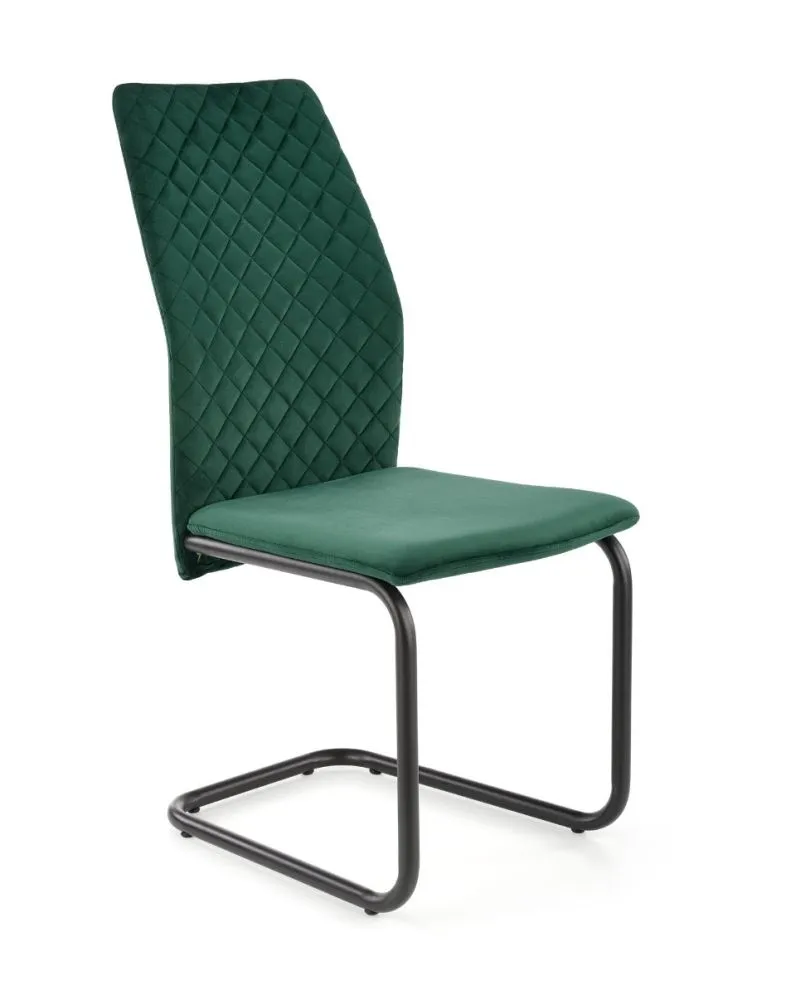 Krzesło K444 VELVET ciemnozielone tapicerowane na płozie | MIRAT. styl GLAMOUR, LOFT