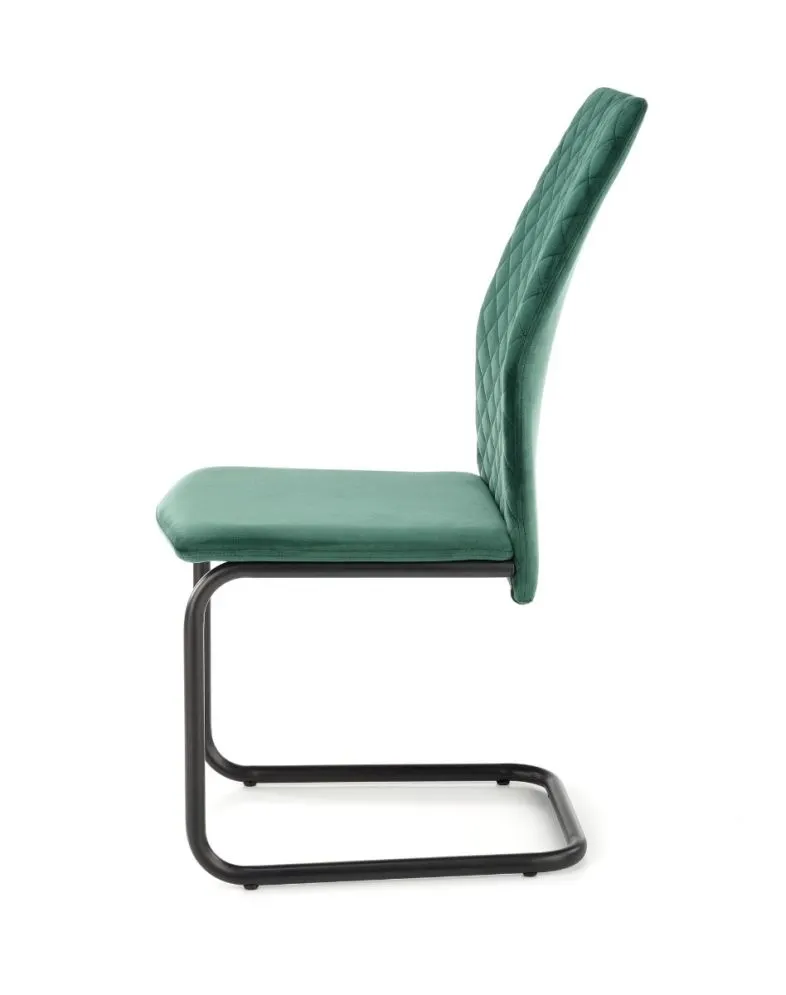 Krzesło K444 VELVET ciemnozielone tapicerowane na płozie | MIRAT. styl GLAMOUR, LOFT
