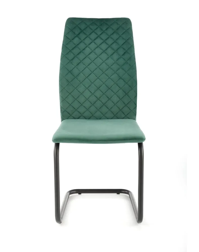 Krzesło K444 VELVET ciemnozielone tapicerowane na płozie | MIRAT. styl GLAMOUR, LOFT