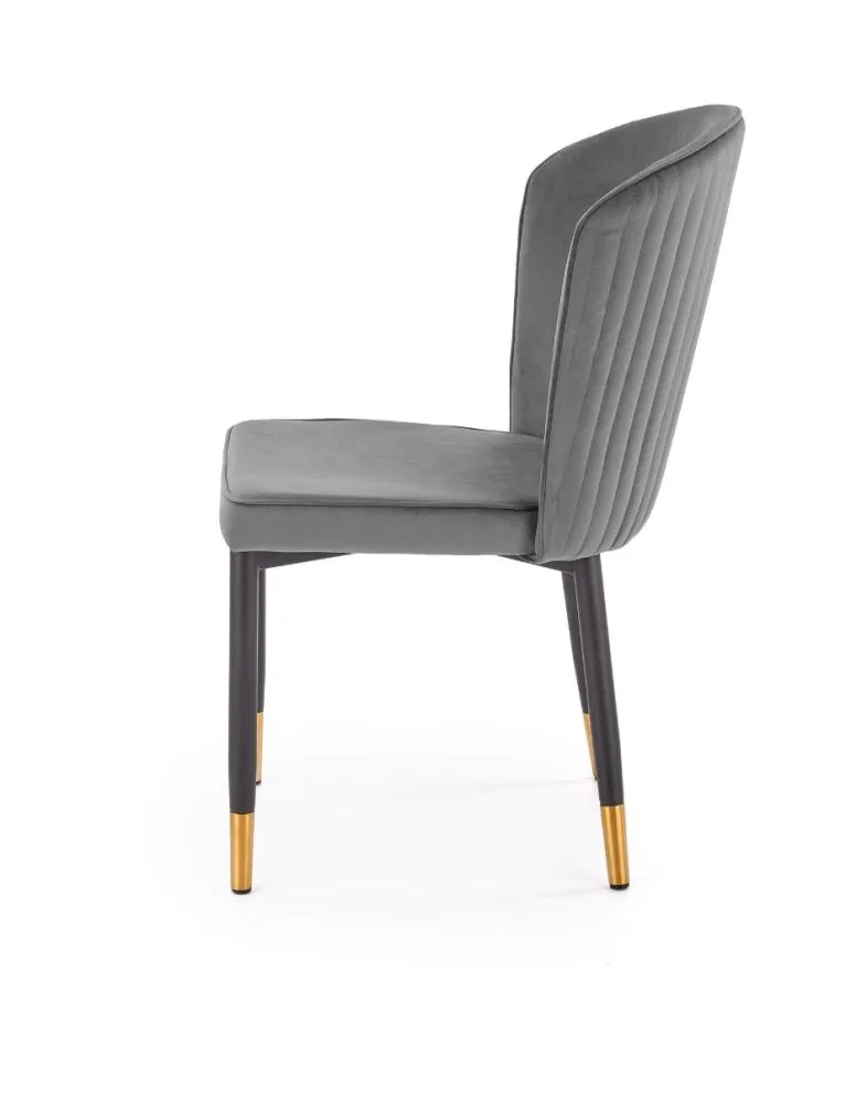 Szare krzesło K446 VELVET tapicerowane do salonu | MIRAT. styl GLAMOUR