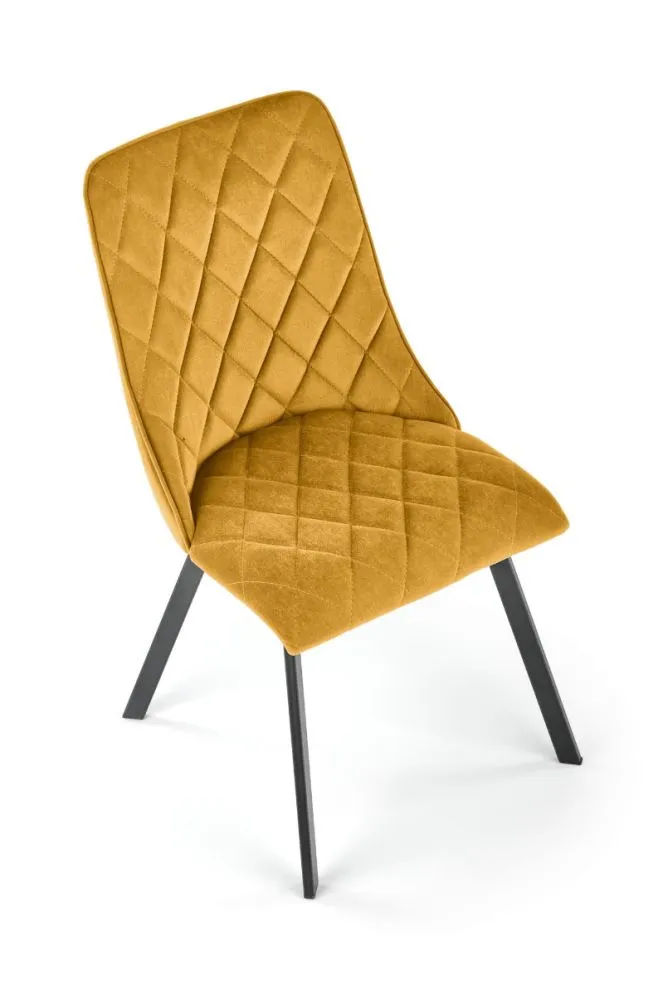 Krzesło tapicerowane K450 VELVET musztardowe pikowane do jadalni | MIRAT. styl GLAMOUR, LOFT