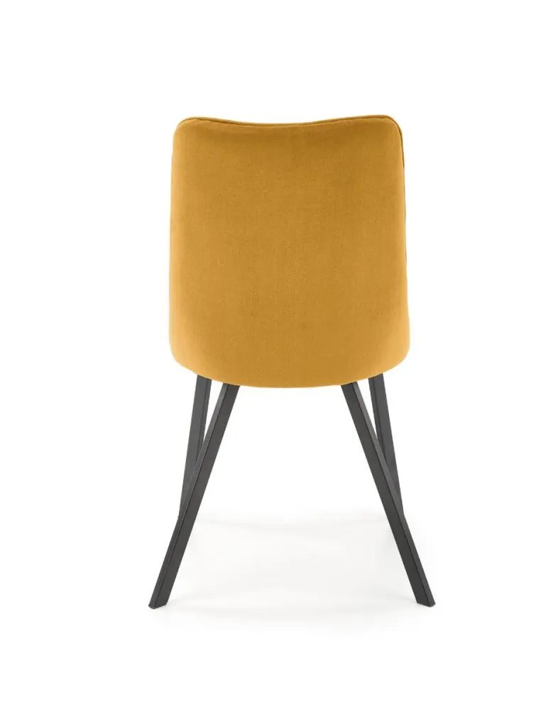 Krzesło tapicerowane K450 VELVET musztardowe pikowane do jadalni | MIRAT. styl GLAMOUR, LOFT