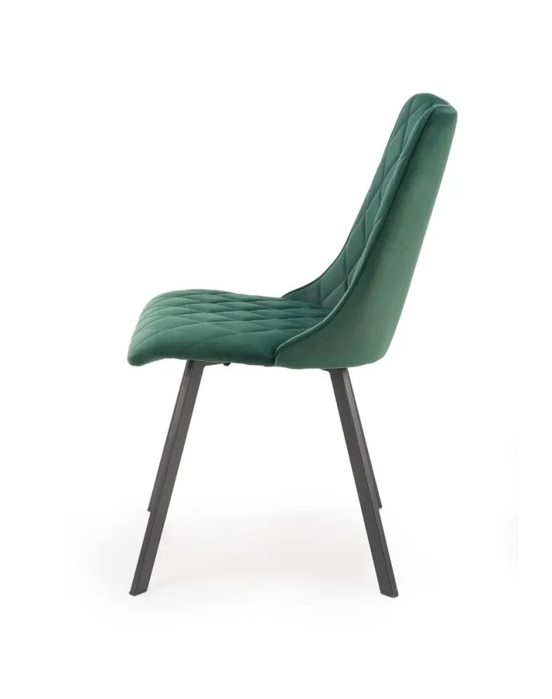 Ciemnozielone krzesło K450 VELVET tapicerowane do salonu | MIRAT. w stylu GLAMOUR, LOFT kolekcja