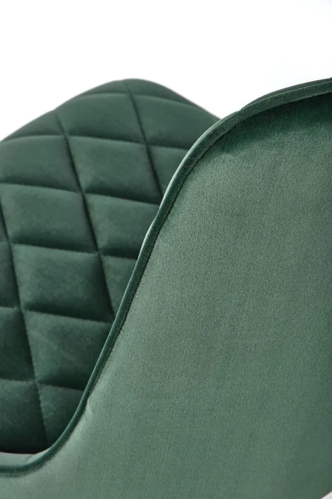 Ciemnozielone krzesło K450 VELVET tapicerowane do salonu | MIRAT. w stylu GLAMOUR, LOFT kolekcja