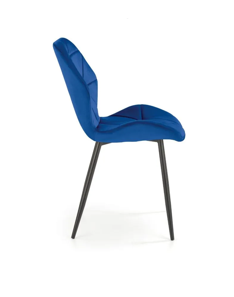 Krzesło tapicerowane K453 VELVET granatowe z przeszyciami do salonu | MIRAT. styl GLAMOUR, LOFT