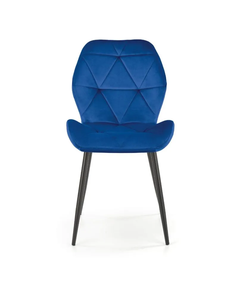Krzesło tapicerowane K453 VELVET granatowe z przeszyciami do salonu | MIRAT. styl GLAMOUR, LOFT