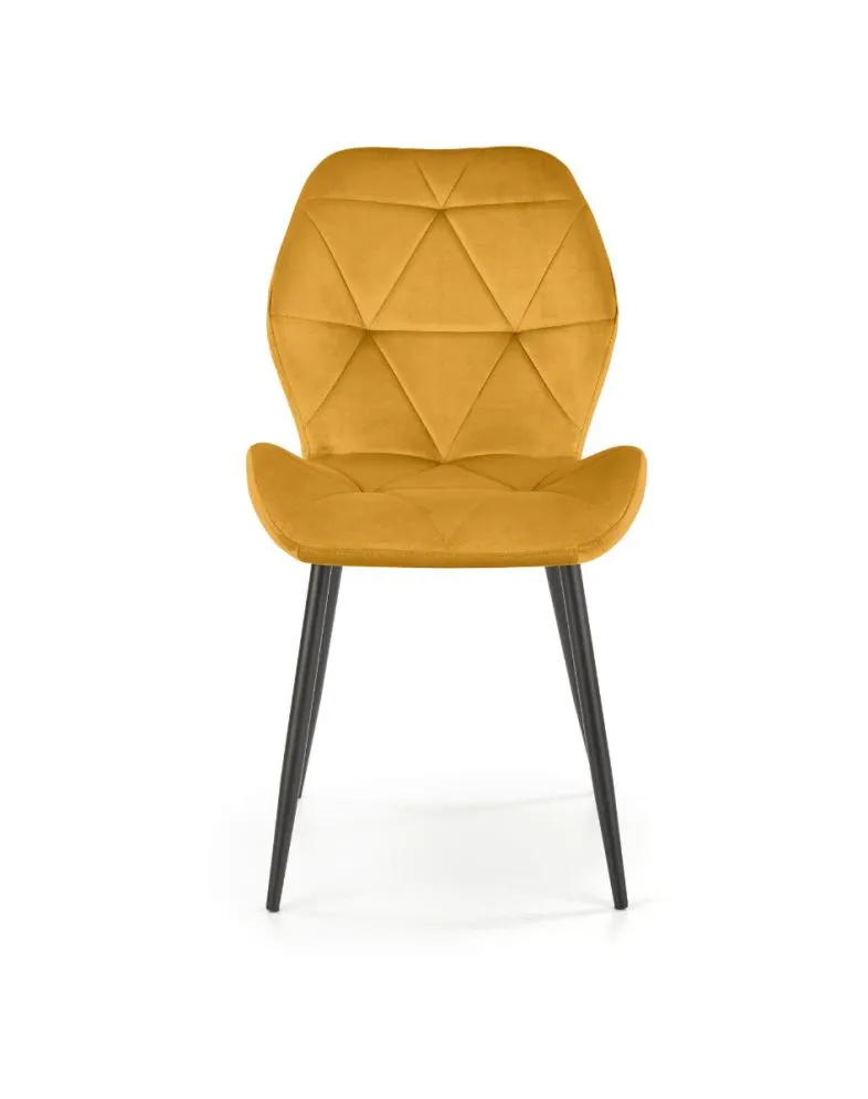 Krzesło tapicerowane K453 VELVET musztardowe welurowe | MIRAT. styl GLAMOUR, LOFT
