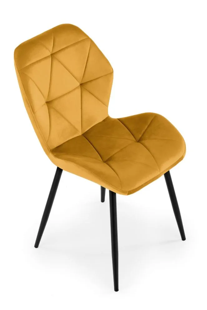 Krzesło tapicerowane K453 VELVET musztardowe welurowe | MIRAT. styl GLAMOUR, LOFT