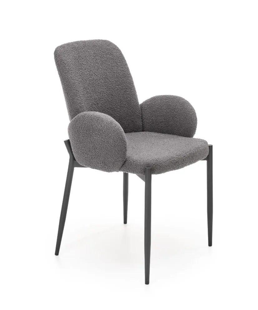 Krzesło K477 szare tapicerowane tkaniną boucle | MIRAT. w stylu LOFT kolekcja