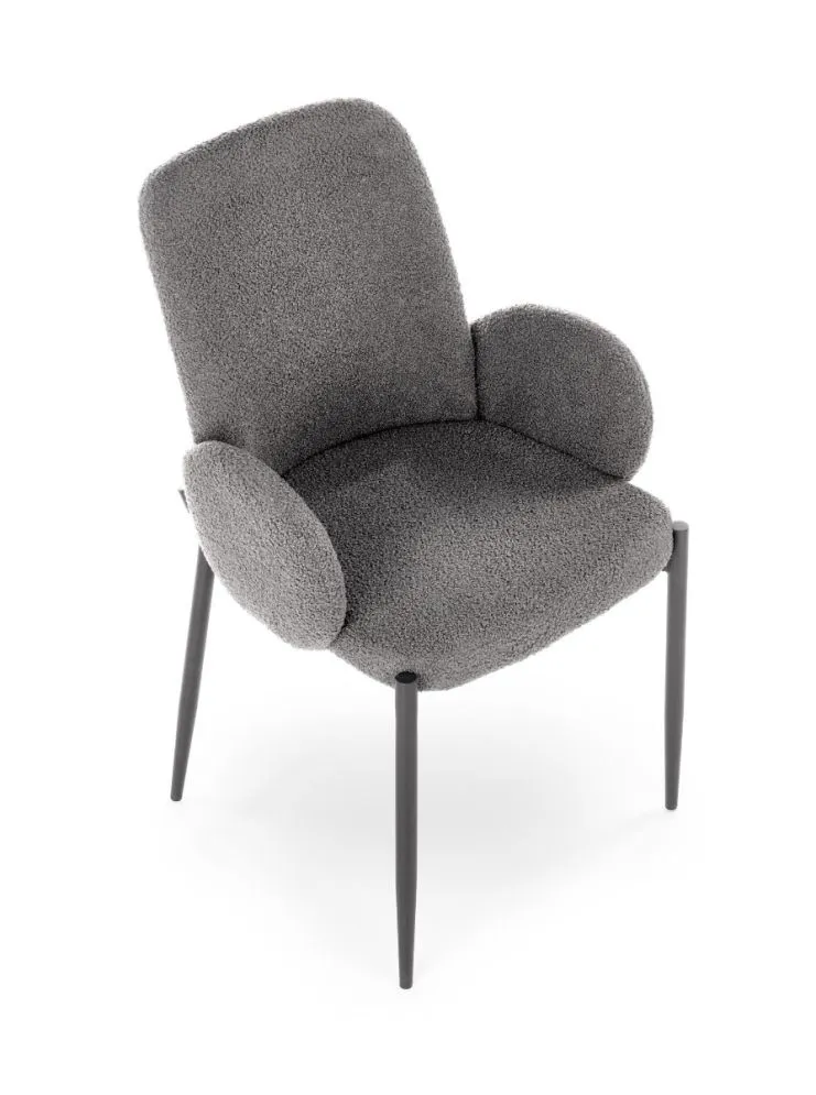 Krzesło K477 szare tapicerowane tkaniną boucle | MIRAT. w stylu LOFT kolekcja
