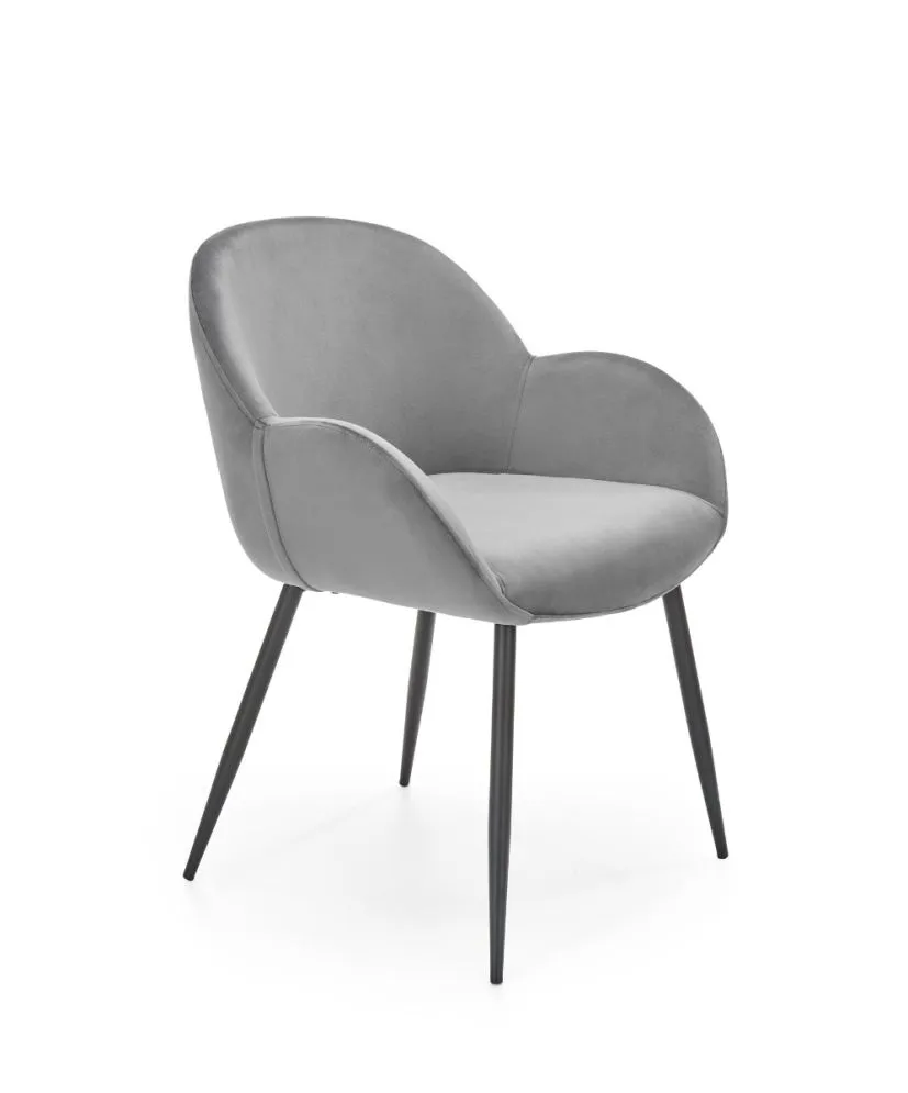 Krzesło tapicerowane K480 VELVET szare z podłokietnikami | MIRAT. w stylu GLAMOUR kolekcja