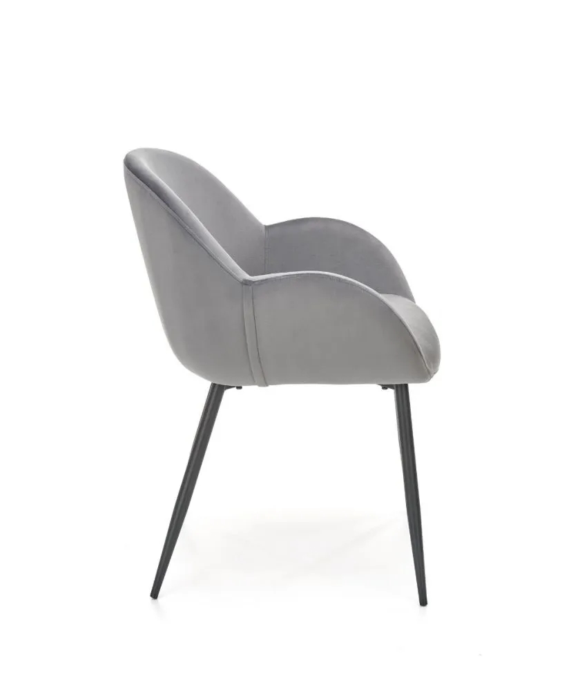 Krzesło tapicerowane K480 VELVET szare z podłokietnikami | MIRAT. w stylu GLAMOUR kolekcja