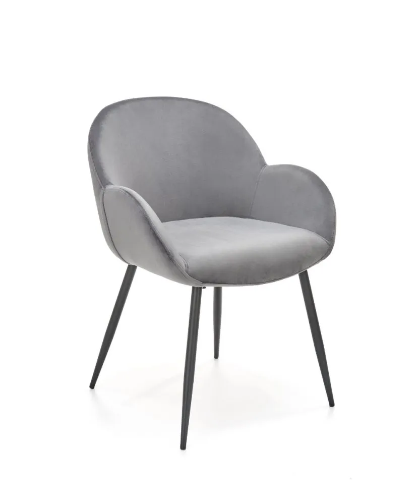 Krzesło tapicerowane K480 VELVET szare z podłokietnikami | MIRAT. w stylu GLAMOUR kolekcja