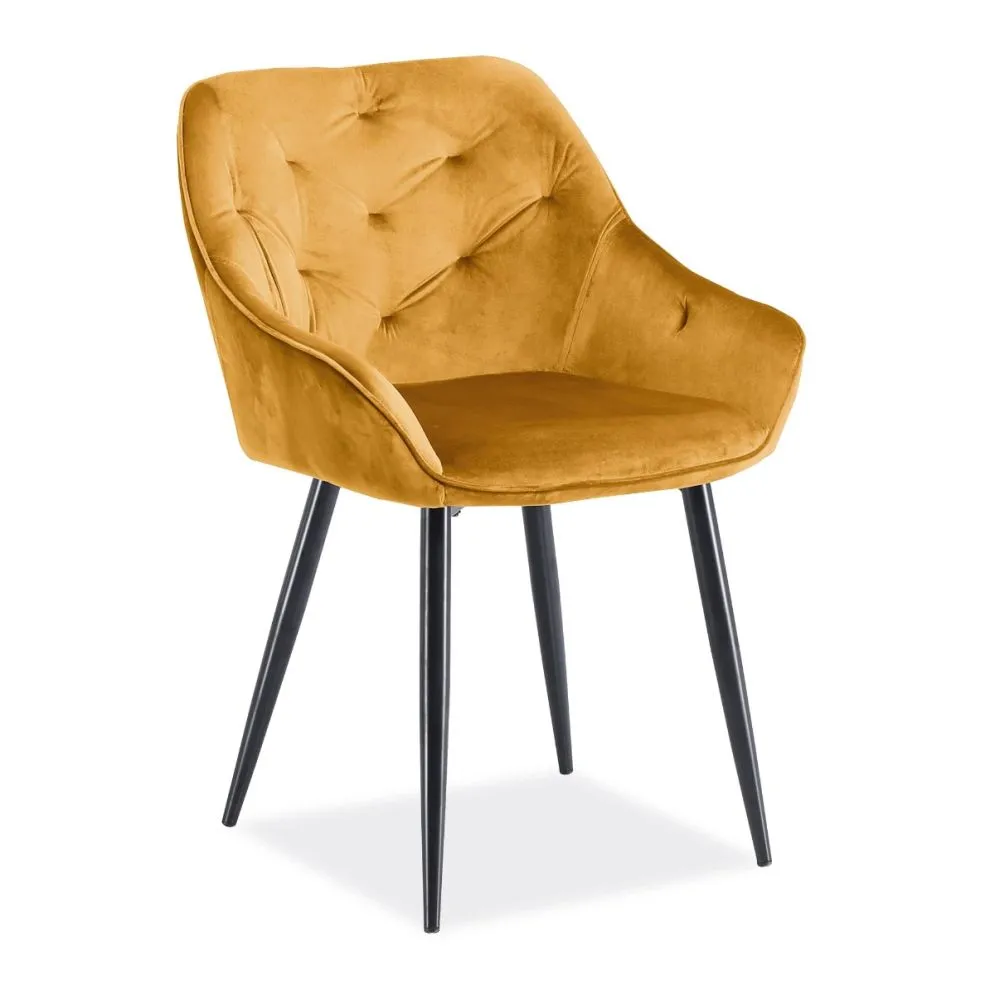 Krzesło K487 VELVET musztardowe tapicerowane aksamitem | MIRAT. styl GLAMOUR