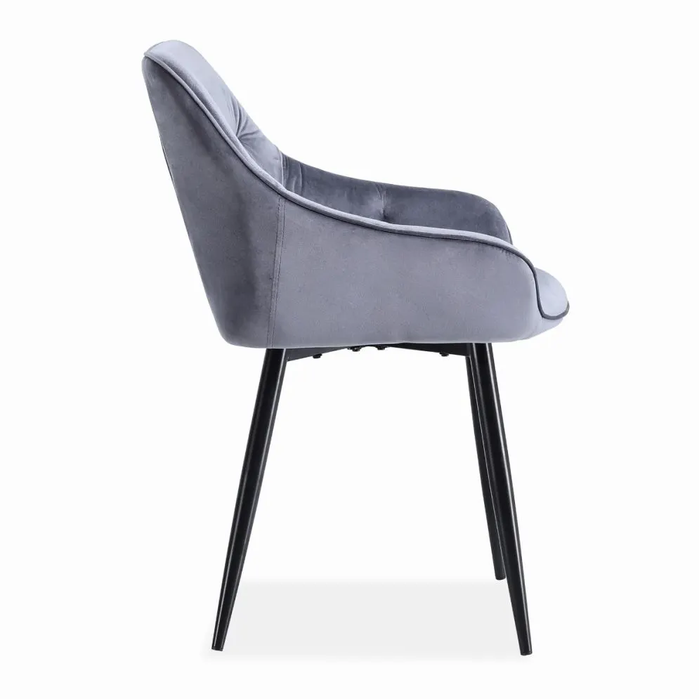 Krzesło K487 VELVET szare na metalowych nogach | MIRAT. styl GLAMOUR