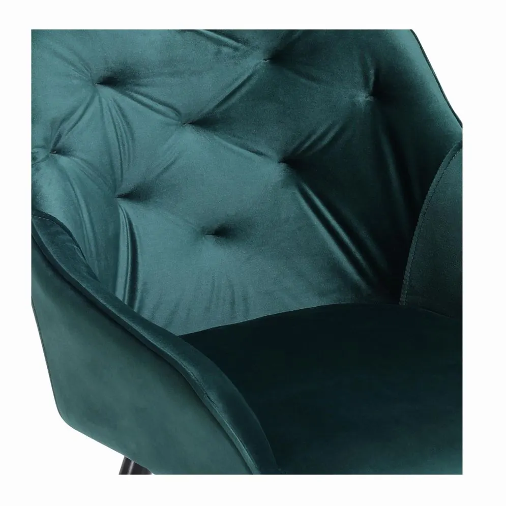 Krzesło K487 VELVET ciemnozielone pikowane z podłokietnikami | MIRAT. styl GLAMOUR