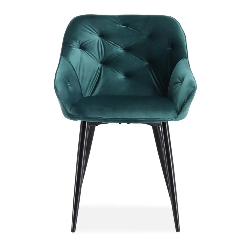 Krzesło K487 VELVET ciemnozielone pikowane z podłokietnikami | MIRAT. styl GLAMOUR