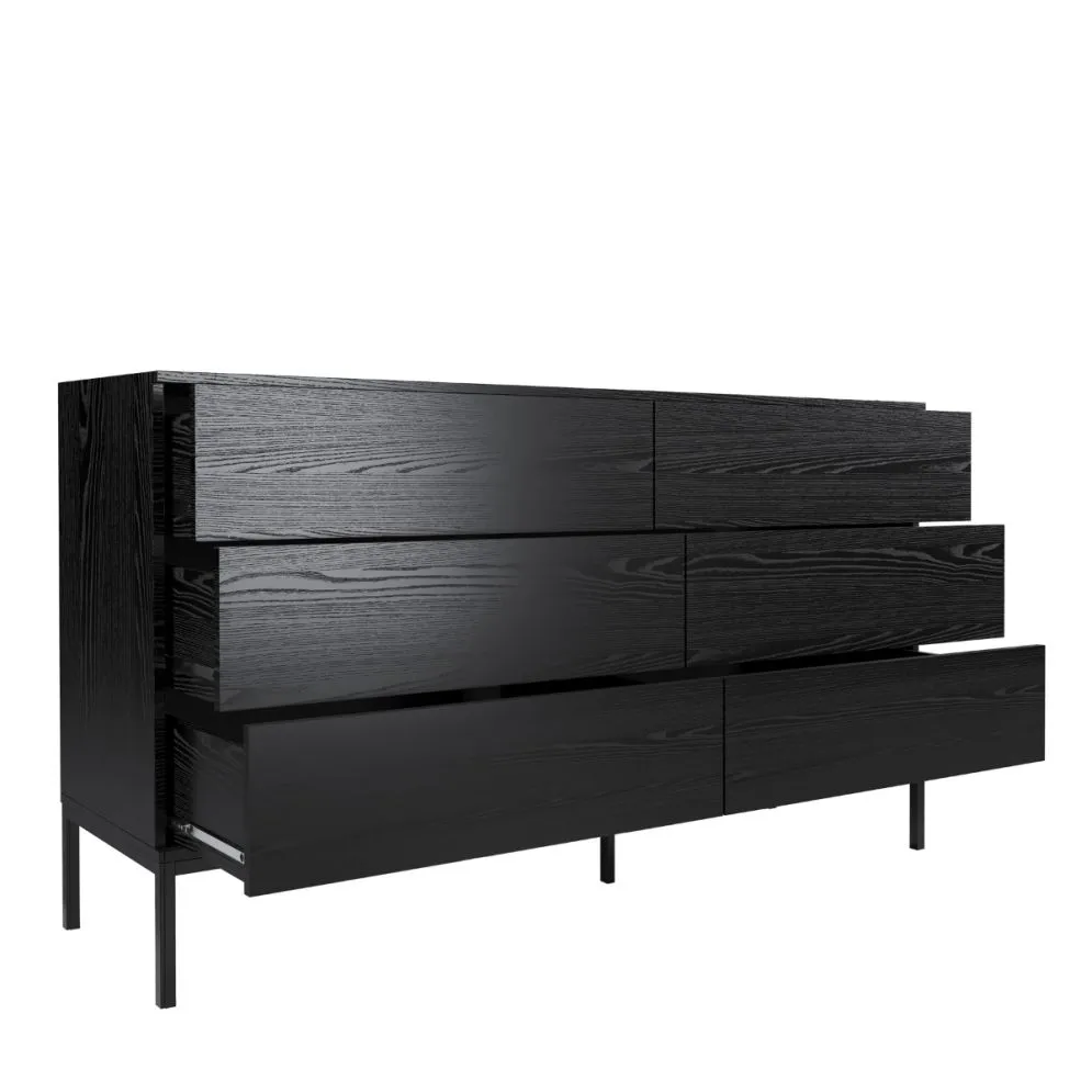 Komoda KRON 6S 150cm czarny dąb do sypialni I sklep meblowy MIRAT. styl LOFT kolekcja KRON