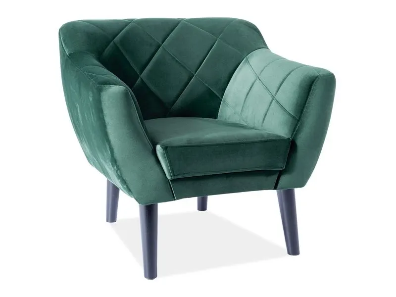 Fotel KARO 1 VELVET zielony welurowy na drewnianych nogach | MIRAT. w stylu GLAMOUR kolekcja