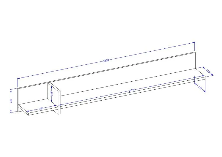 Półka wisząca CROSS 180cm biała na ścianę I sklep meblowy MIRAT. kolekcja HV-CROSS