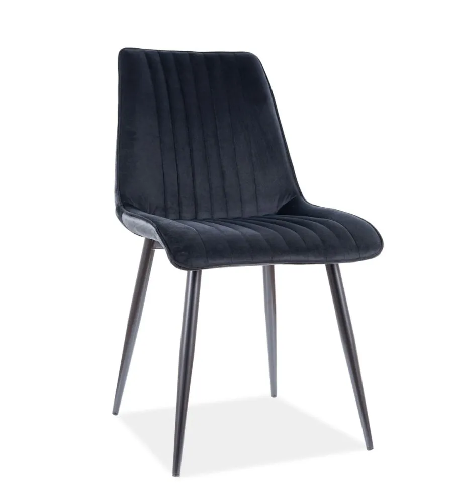 Krzesło KIM VELVET czarne aksamitne z przeszyciami | MIRAT. styl GLAMOUR, LOFT