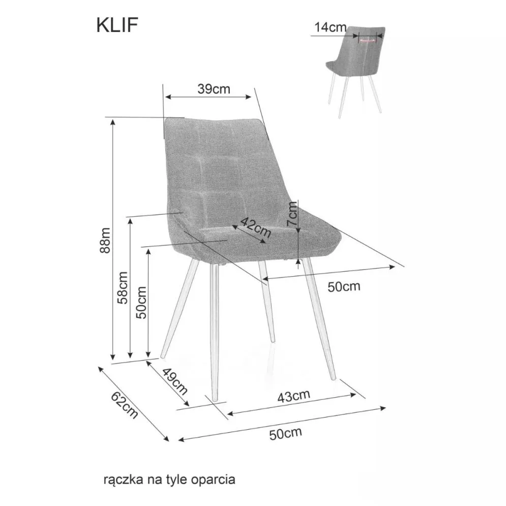 Krzesło tapicerowane KLIF BJORN ciemnoszare w stylu loft I sklep meblowy MIRAT. styl LOFT