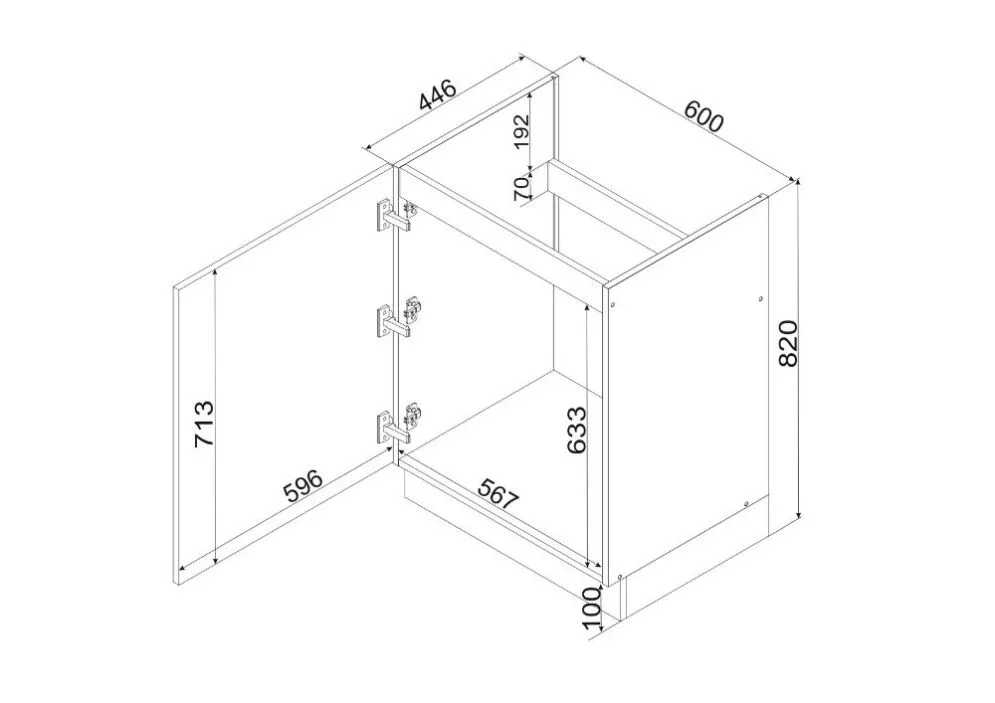 Szafka pod zlew 60 NATALIA D60ZL P/L jasnoszara do kuchni | MIRAT. kolekcja NATALIA
