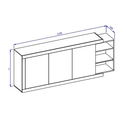 Komoda SINTRA 3D 220cm dąb samdal/biały połysk trzydrzwiowa I sklep meblowy MIRAT. styl SKANDYNAWSKI kolekcja SINTRA