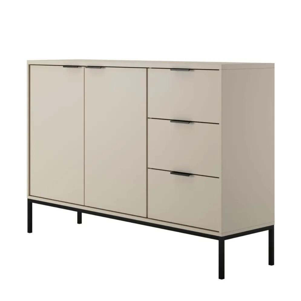 Komoda AUSTIN 150 kaszmir/czarna na metalowych nogach I sklep meblowy MIRAT. styl GLAMOUR