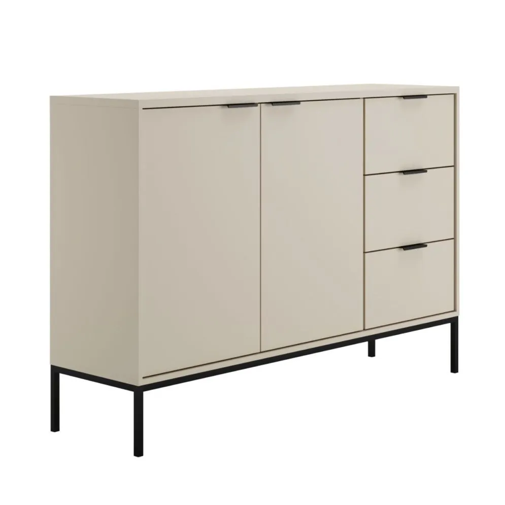 Komoda AUSTIN 150 kaszmir/czarna na metalowych nogach I sklep meblowy MIRAT. styl GLAMOUR