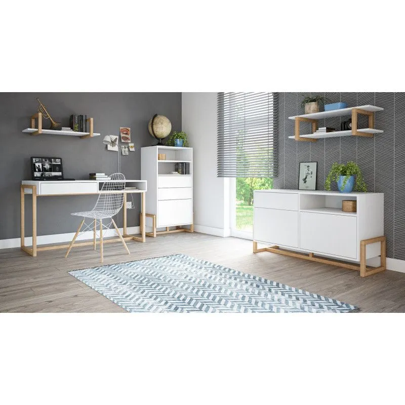 Komoda niska OSLO 2D1S 120cm biały mat w stylu skandynawskim | sklep MIRAT styl SKANDYNAWSKI kolekcja wm-oslo