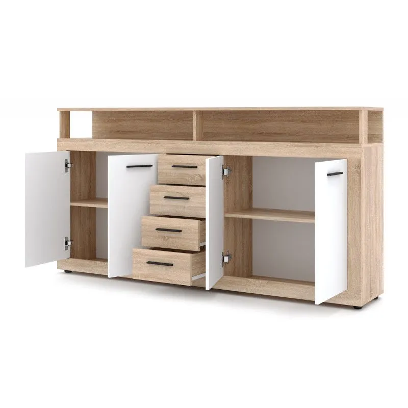 Komoda LUNA XXL 4D4S 190cm dąb sonoma/biała | sklep MIRAT styl SKANDYNAWSKI kolekcja WM-LUNA