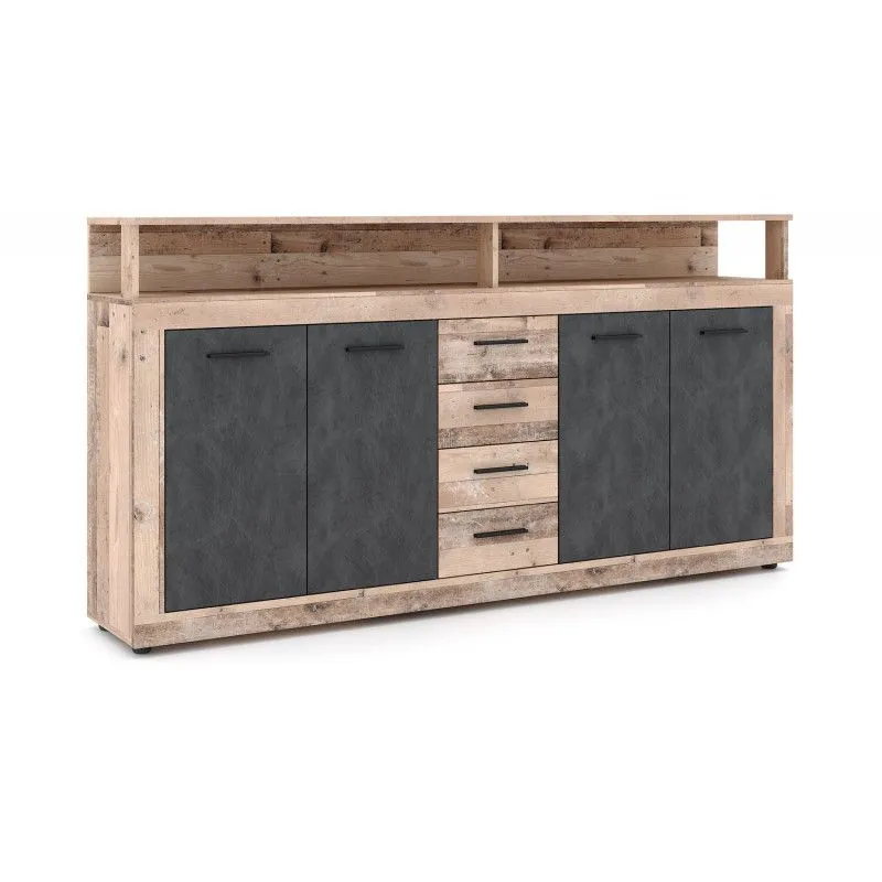 Komoda LUNA XXL 4D4S 190cm jasny dąb old style/grafit matera | sklep MIRAT styl LOFT, SKANDYNAWSKI kolekcja WM-LUNA