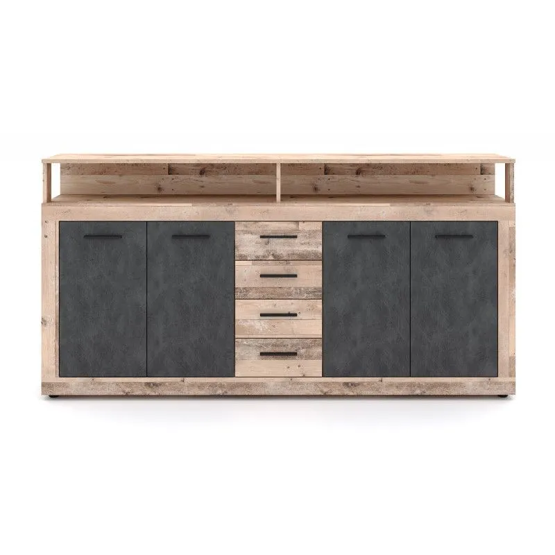 Komoda LUNA XXL 4D4S 190cm jasny dąb old style/grafit matera | sklep MIRAT styl LOFT, SKANDYNAWSKI kolekcja WM-LUNA