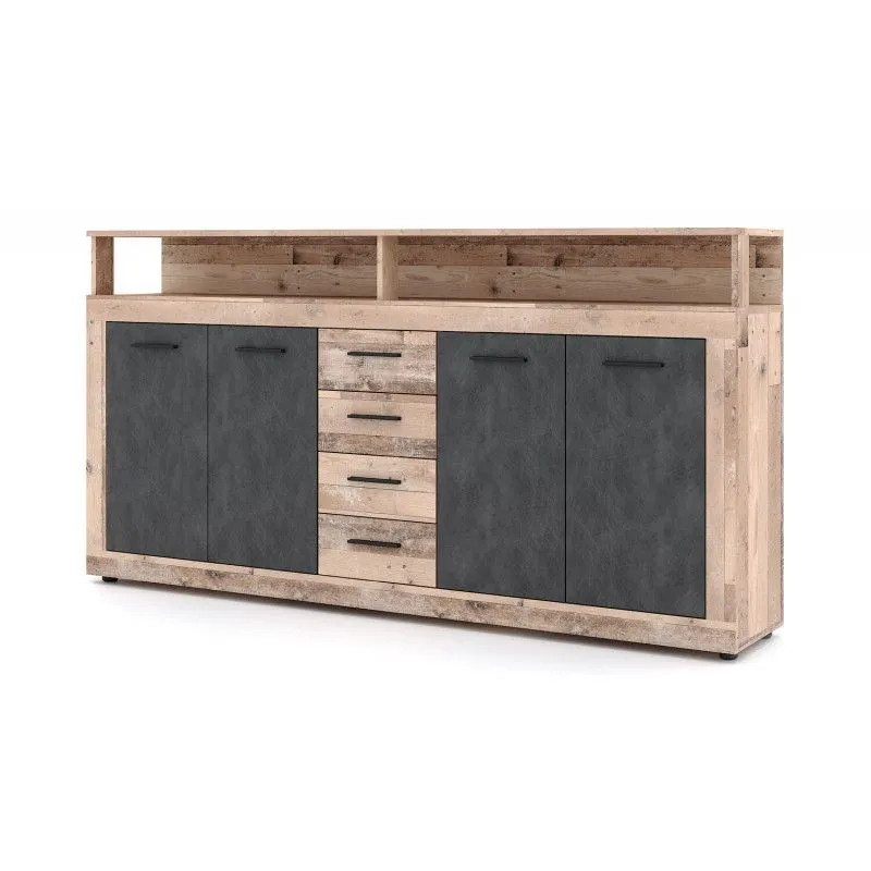 Komoda LUNA XXL 4D4S 190cm jasny dąb old style/grafit matera | sklep MIRAT styl LOFT, SKANDYNAWSKI kolekcja WM-LUNA