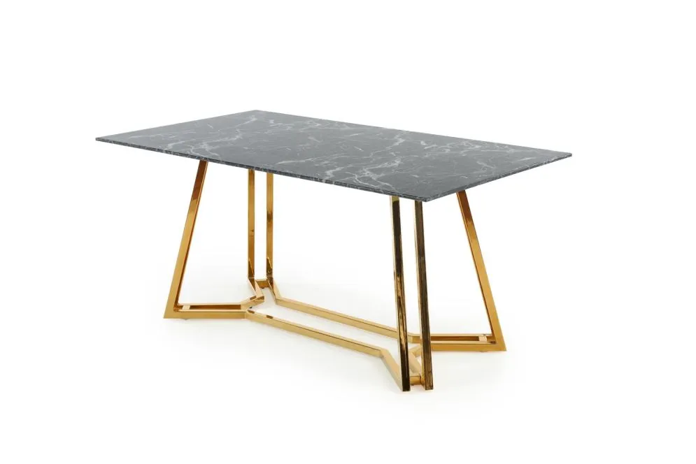 Stół KONAMI 160x90 czarny marmur/złoty w stylu glamour | MIRAT. styl GLAMOUR