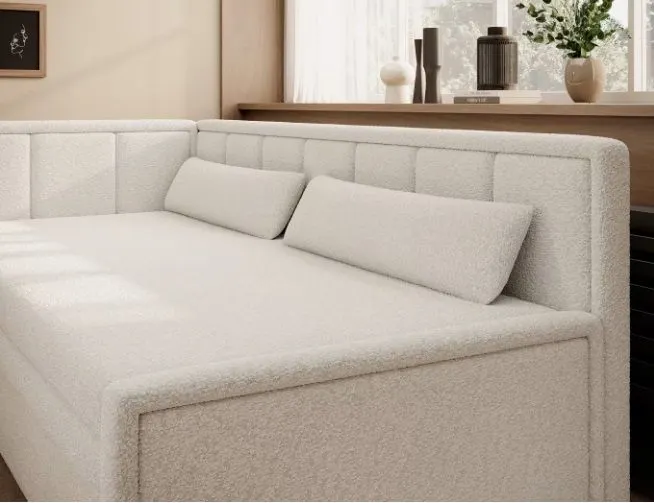 Wygodna sofa rozkładana z funkcją spania FULGEO kremowa lewa I sklep meblowy MIRAT.