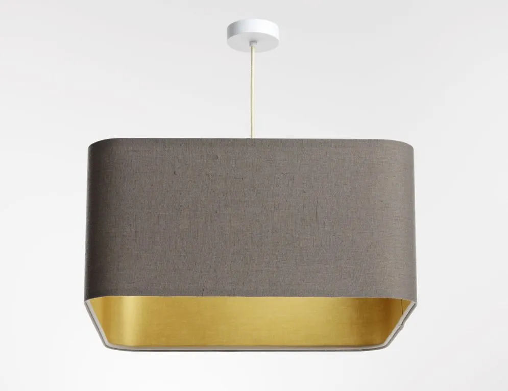 Lampa wisząca KWADRO LEN 002-40w30 beżowa/złota do sypialni I sklep meblowy MIRAT.