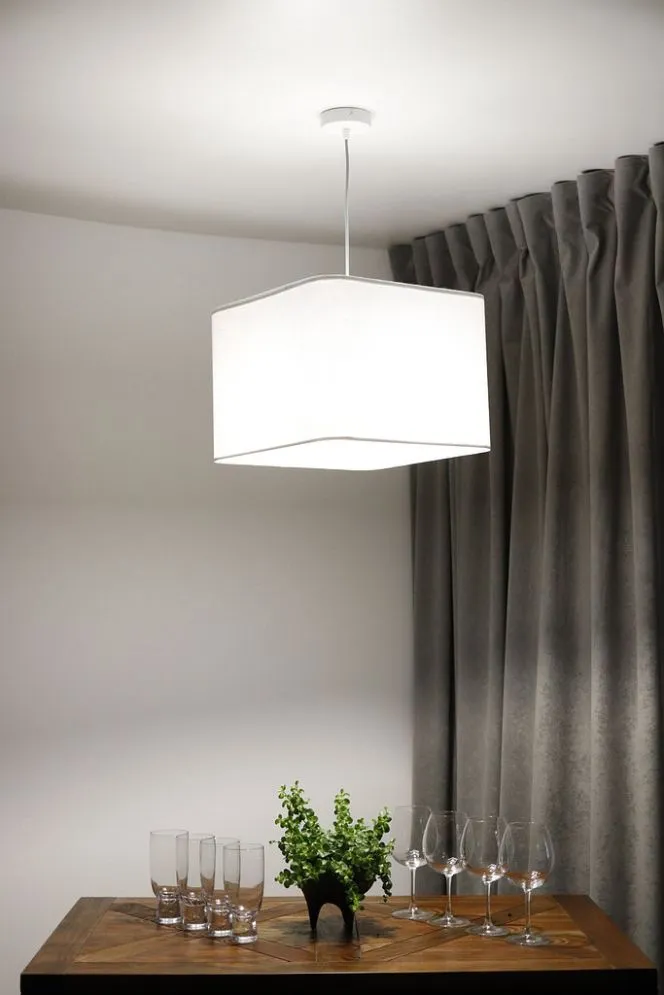 Lampa wisząca KWADRO LEN 008-40w25 biała kwadratowa I sklep meblowy MIRAT.