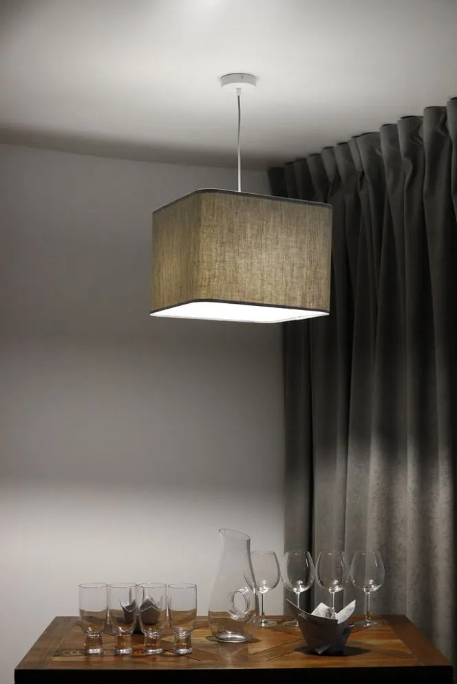 Lampa wisząca KWADRO LEN 010-40w30 beżowa/szara polska I sklep meblowy MIRAT.