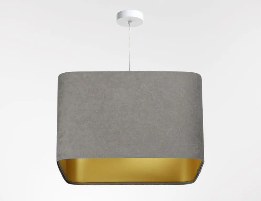 Lampa wisząca KWADRO SUE 40w30 szara/złota aksamitna I sklep meblowy MIRAT. kolekcja KWADRO-BPS