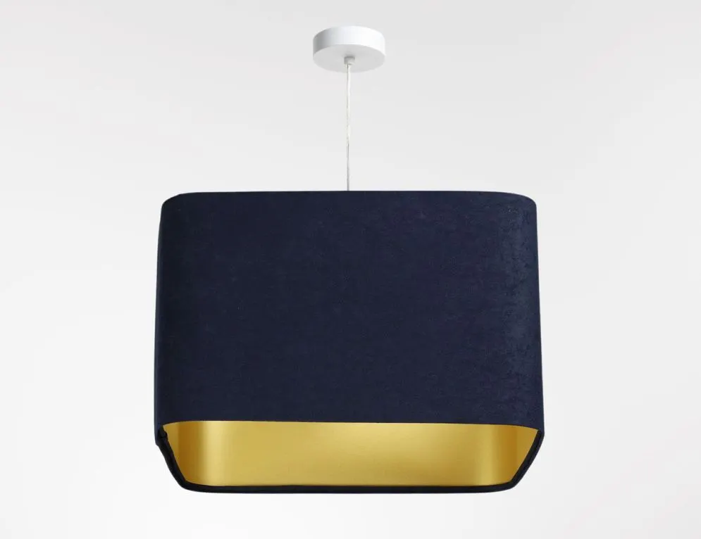 Lampa wisząca KWADRO SUE 40w25 granatowa/złota welurowa I sklep meblowy MIRAT. kolekcja KWADRO-BPS