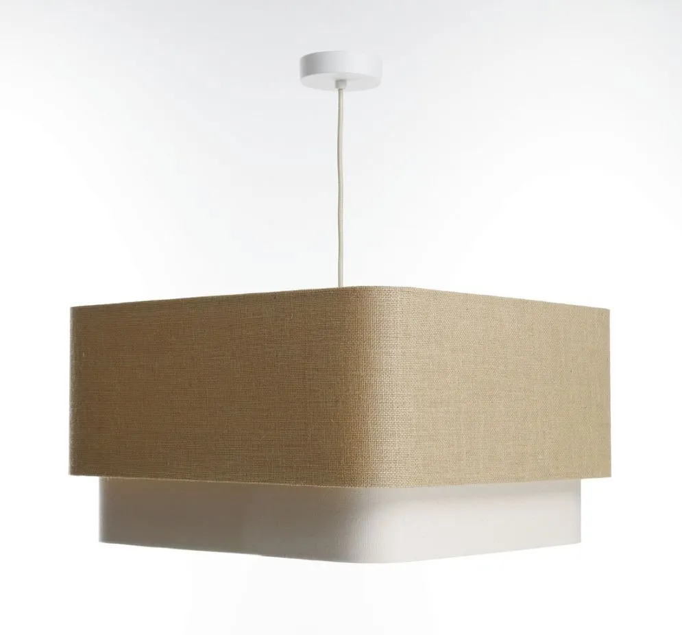 Lampa wisząca KWADRO DUO 002 51x47cm jutowa/kremowa kwadratowa I sklep meblowy MIRAT.