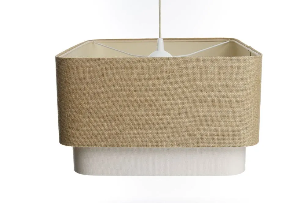 Lampa wisząca KWADRO DUO 002 51x47cm jutowa/kremowa kwadratowa I sklep meblowy MIRAT.