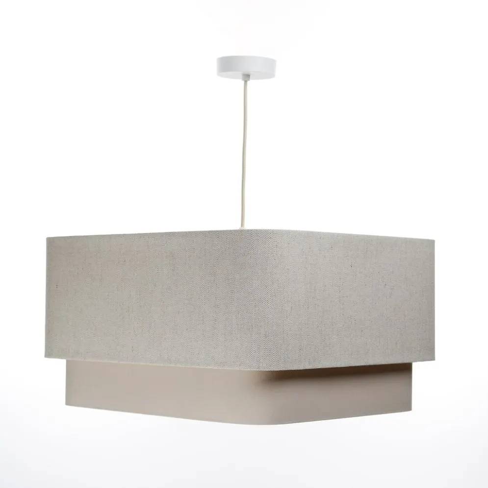 Lampa wisząca KWADRO DUO 002 51x47cm kremowa lniana I sklep meblowy MIRAT.